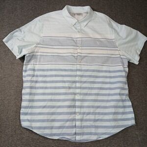 Original Penguin Mens XXL Blue White Striped Short Sleeve Shirt Cotton